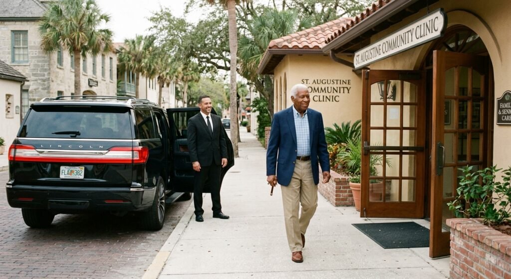 Reliable non-emergency medical transportation in St Augustine for seniors — scheduled rides, wait-and-return service, and recurring appointment planning.